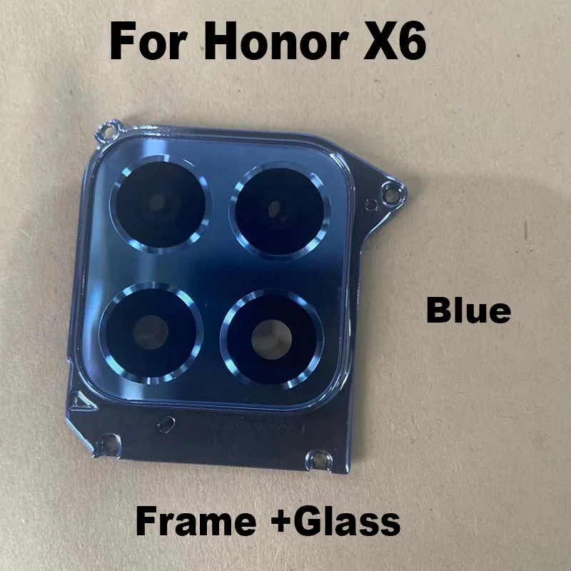 1PCS For Huawei Honor X6 5G Rear Back Camera Glass Lens Cover With Frame Cover Ahesive Sticker Replacement