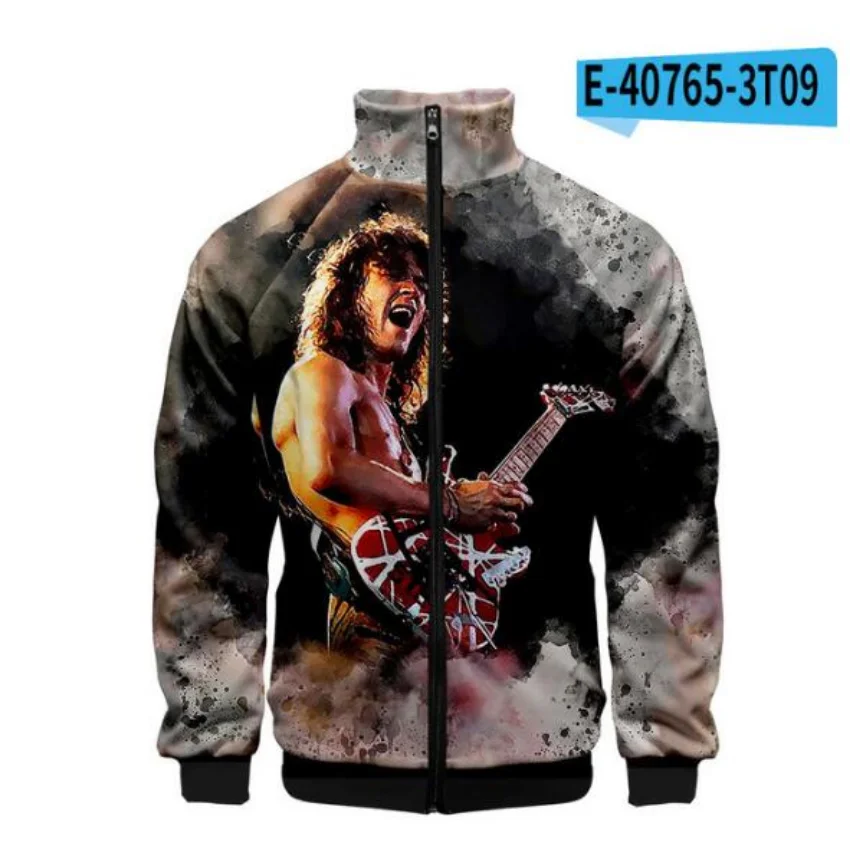 Classic Raglan jackets Eddie Van Halen 3D Print Zipper Jacket Windbreaker Men/Boys Stand Collar Long Sleeve Clothes Jackets
