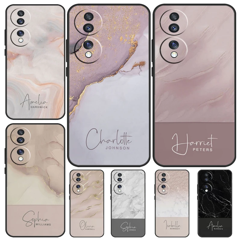 Personalised Signature Surname Marble For Honor 90 70 Lite Magic 5 Pro 8X 9X Phone Case For Honor X8a X9a X7a X6a X9 X7 X8 X9b