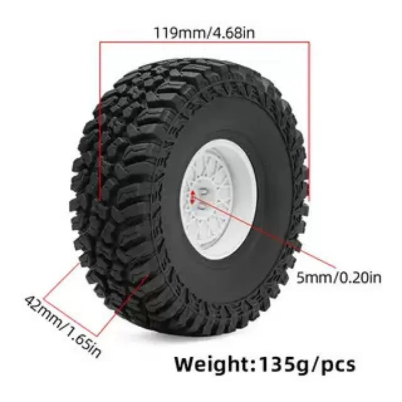 119MM 1.9Inch Rubber Rock Banden Wielbanden Klimbanden Voor 1/10 RC Crawler Auto Axial SCX10 90046 TRX4 Redcat Gen8