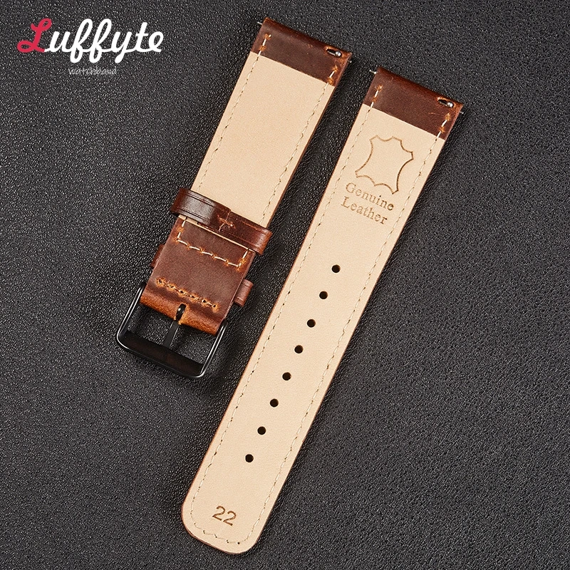 Vintage Retro Oil Wax Genuine Leather Watch Strap 20mm 22mm Watchband Universal Cowhide Leather Straps Quick Release Bracelets