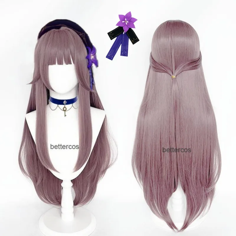 88cm Herta Cosplay Wig Game Honkai: Star Rail Herta Low Gloss Long Grey Purple Wig Cosplay Anime Heat Resistant Synthetic Wigs