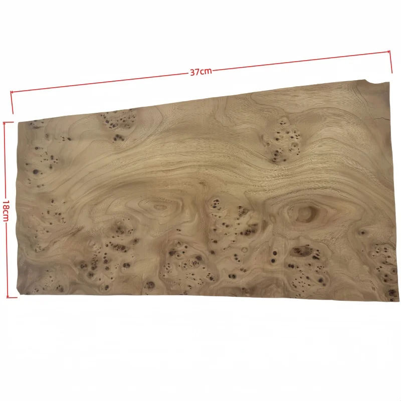 2Pcs 0.5mm Thick Natural Elm Burl Wood Veneer Sheet, Real Wood Flexible Veneer, For DIY Furniture Veneering, Size 37x18cm