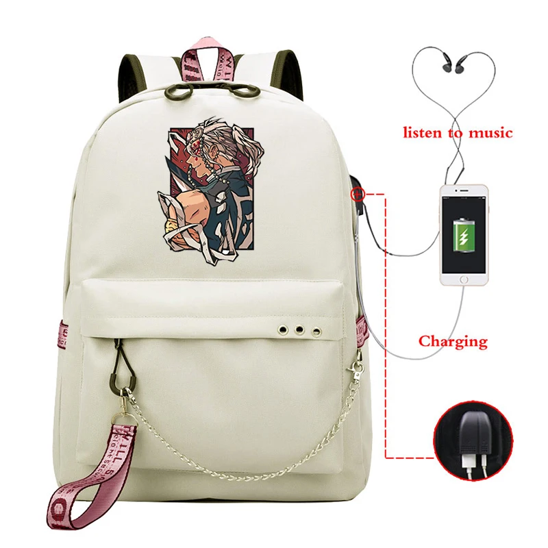 Demon Slayer Manga Printed Anti-theft School Bags Brand High Quality Bags Women Travel Bags with Usb Demon Slayer Backpack s