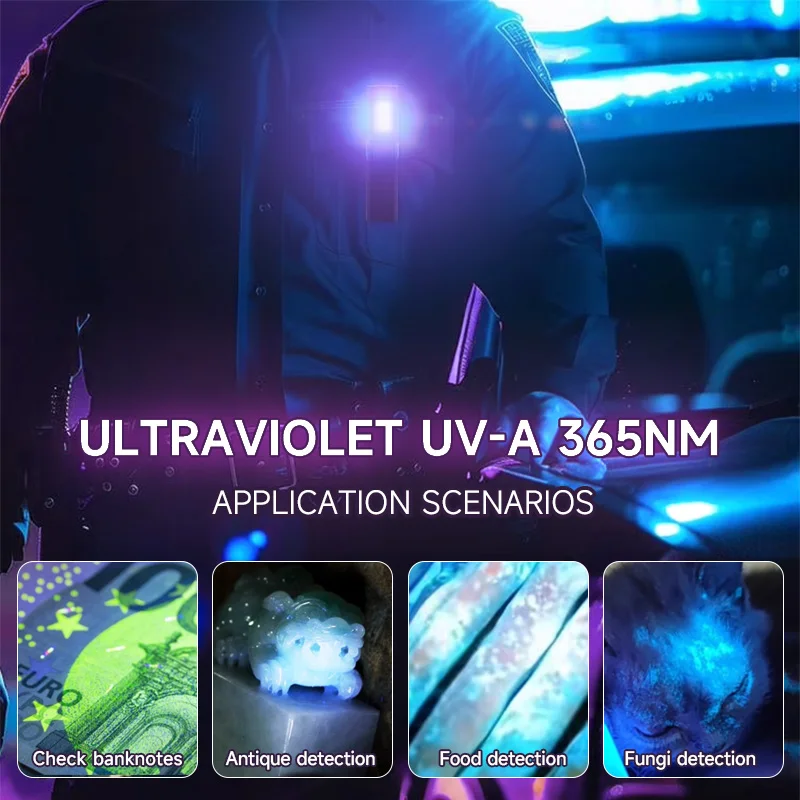 Warstar الضوء الأرجواني 650Mah مصباح يدوي ذو سعة كبيرة |   ثلاثة تصميم مصدر الضوء |   ضوء مؤشر الليزر الأحمر + الجرس |   مشبك خلفي مغناطيسي، وضعين للاستخدام |   الخيار الأول لمصباح يدوي خارجي