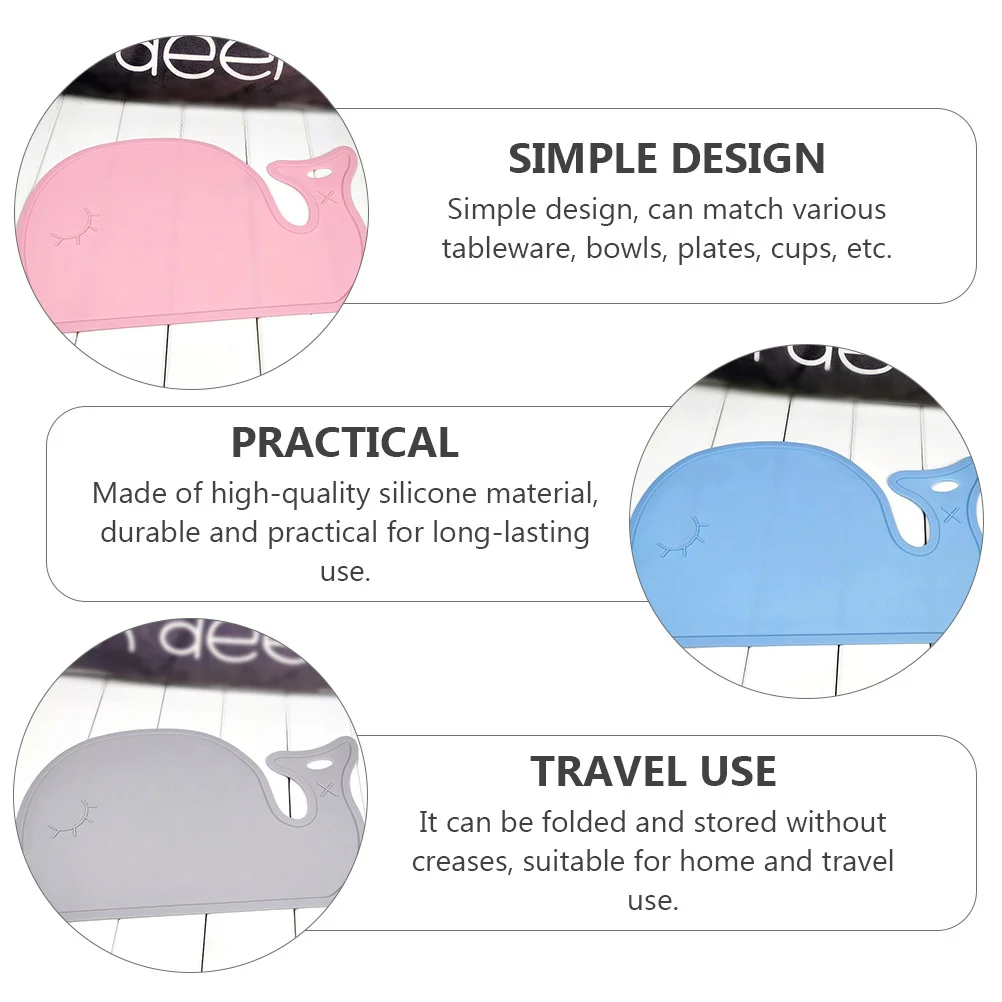 

1Pcs Silicone Placemat Whale Pattern Kids Dining Table Mat Simple Design Fits All Bowls Plates Non- for Children Use
