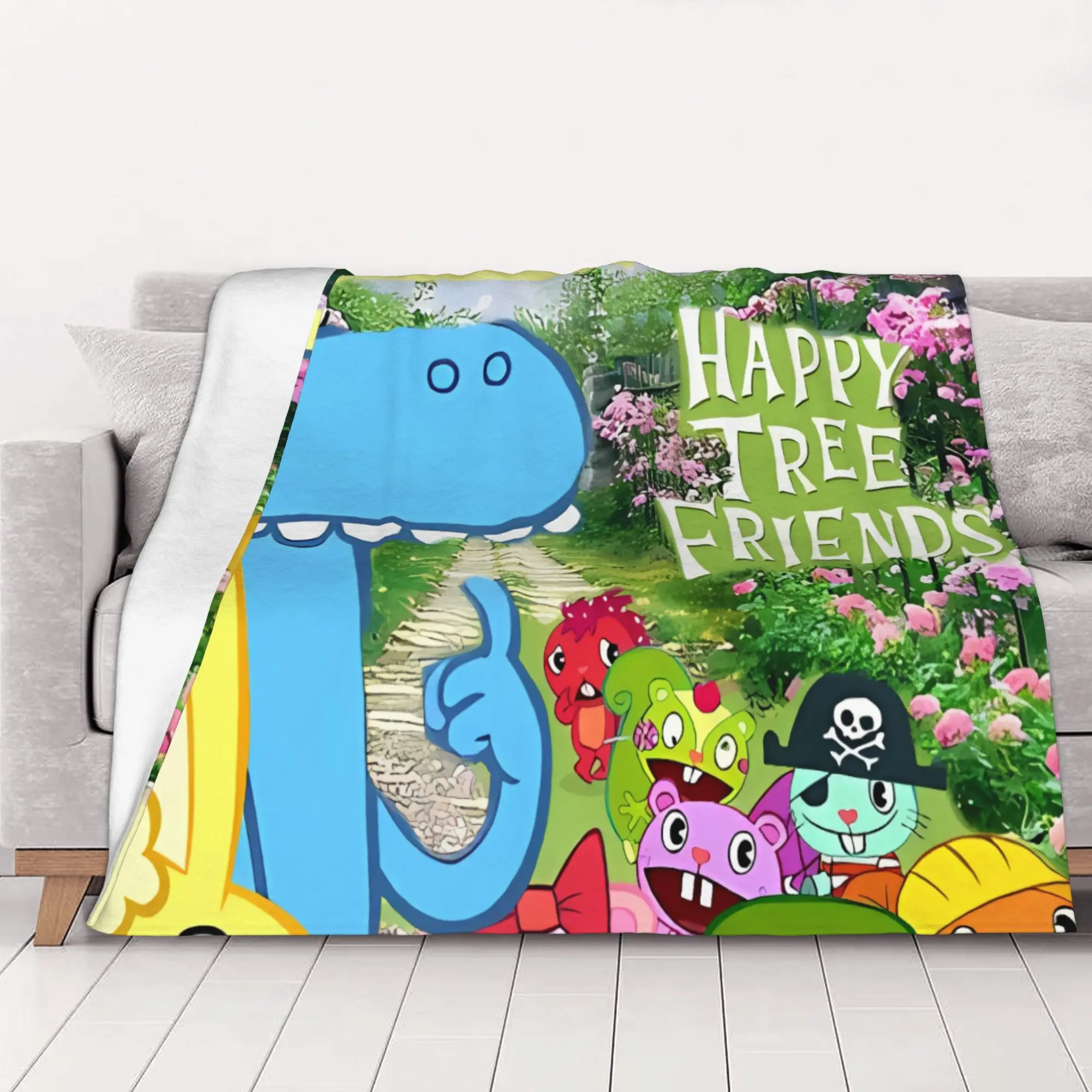 1PC  Flippy Lumpy Cuddles  Loving Family Happy Tree Friends Blanket Super Cosy Plush Home Living Room Sofa halloween