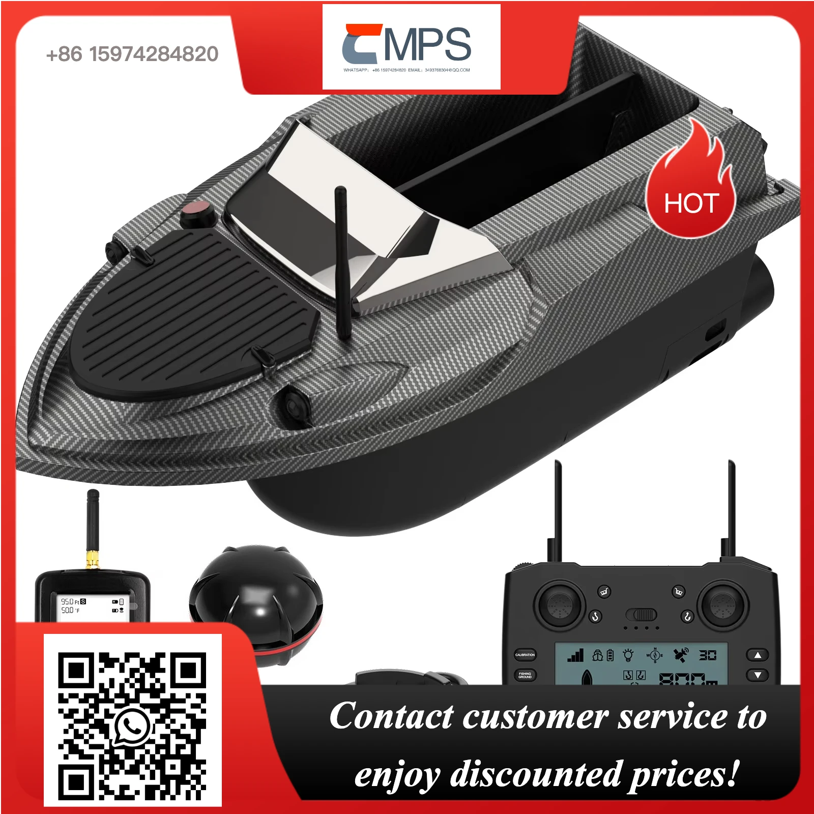 High-Speed Fishing Bait Boat Gps Sonar New Type 180 Beidou Points Fishing Trawl Boat Plastic One-Click Net Fishing Boat