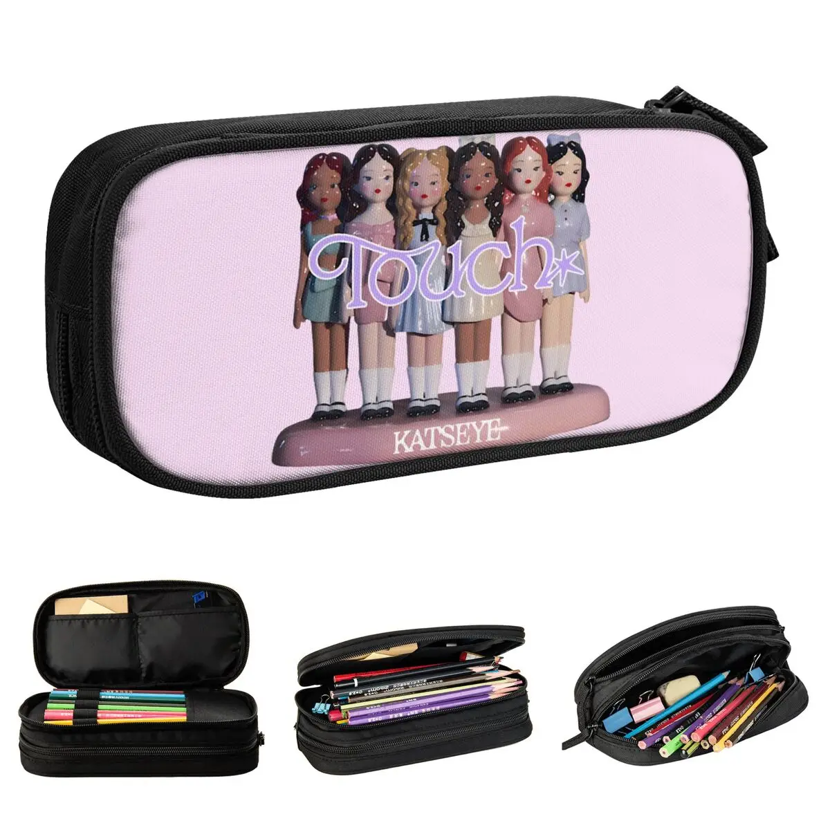

KATSEYE Korean Pencil Cases Fashion Pen Holder Bags Girl Boy Large Storage School Supplies Gift Pencilcases