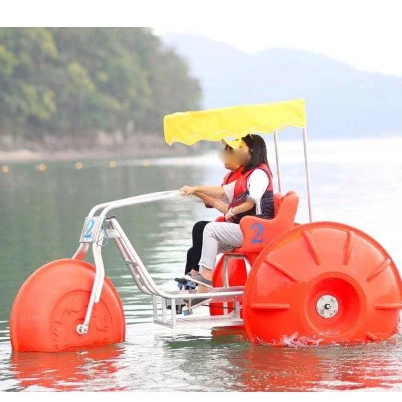 two person on sea and lake 3 wheels water sports tricycle pedal boat aqua bike water bike