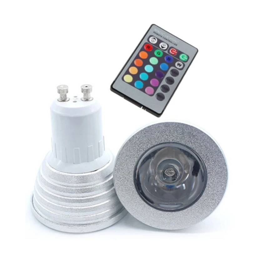 New LED RGB Spotlight 3W E27 E14 GU10 GU5.3 MR16 With 24keys Remote Control Color Changing Light Lamps Bulbs For Home Decoration