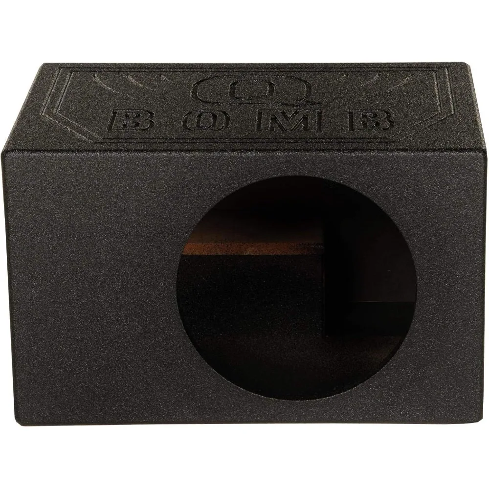 

QPower QBOMB, Single 10" Tough Vented Shallow Ported Car Audio Subwoofer Box Enclosure with 1.4 Cubic Feet of Air Space, Black