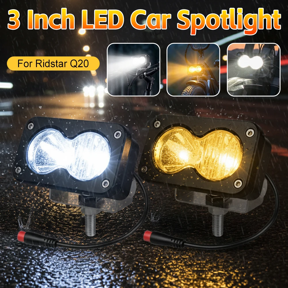 3 Inch Car Spotlight White Yellow LED Pod Driving Work Light for Motorcycle Pickup Truck Offroad Roof Luggage Rack Lamp