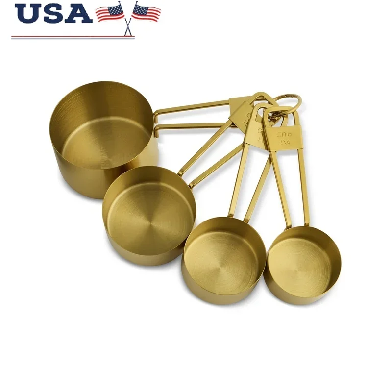

4 Piece Gold Stainless Steel Nesting Measuring Cup Set Durable Kitchen Essential Accurate Measurement Cups Versatile Nesting