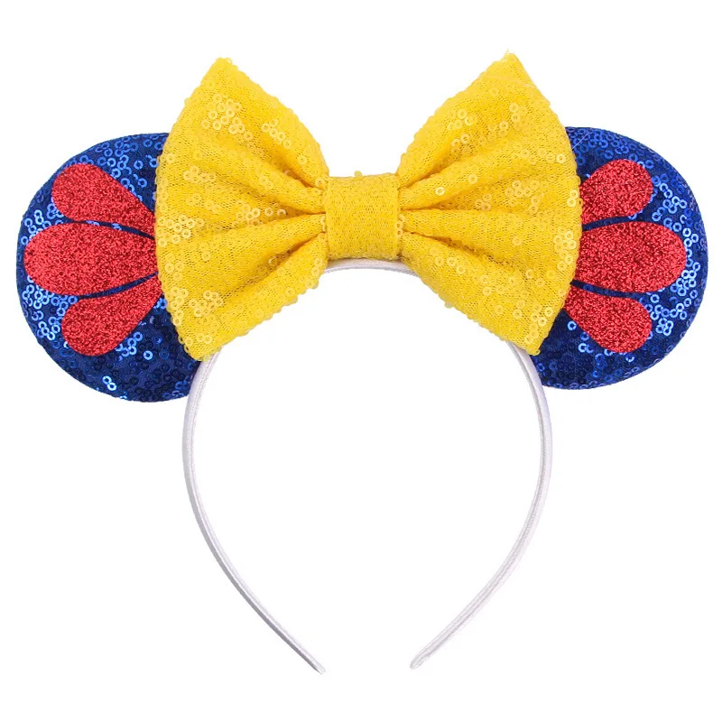 2024 Festival Party Hair Accessories Mouse Ears Head Bands Snow-White Bow Knot Glitter Headbands For Kids Princess Head Bands