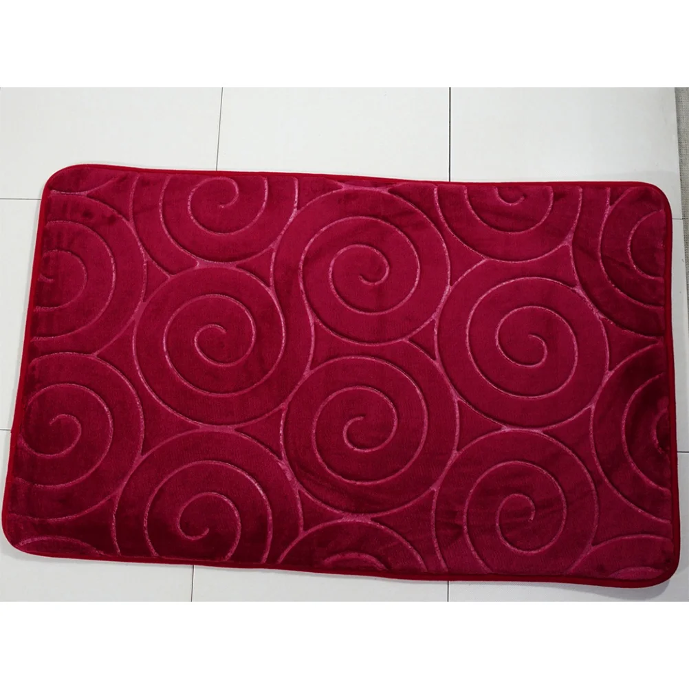 

Embossed Bathroom Mat Set Flannel Soft Skin-Friendly Non-Slip Toilet Seat Cover Bathtub Rug Water-Absorbing Red