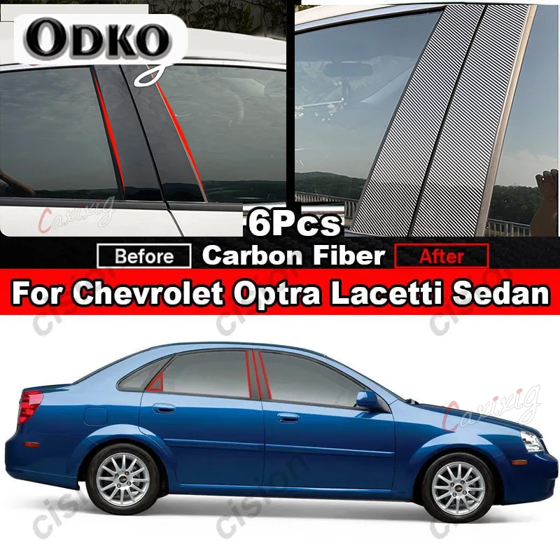 6Pcs Car Door Window Column B C Pillar Post Cover Trim PC Sticker For Chevy Optra Lacetti Estate Nubira Daewoo Viva Gentra Sedan