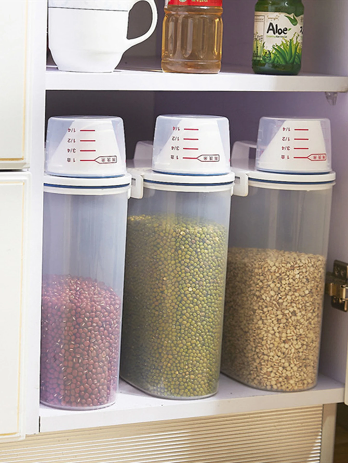 دلو أرز بلاستيكي ذو سعة كبيرة، جرة تخزين متعددة الحبوب، صندوق مختوم لحاوية تخزين المواد الغذائية في المطبخ