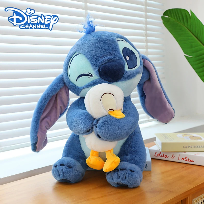 Disney Plush Doll Toys Stitch Hug Duck Stuffed Fluffty Doll Kawaii Anime Peripheral Pillow Children Room Ornament Birthday Gifts