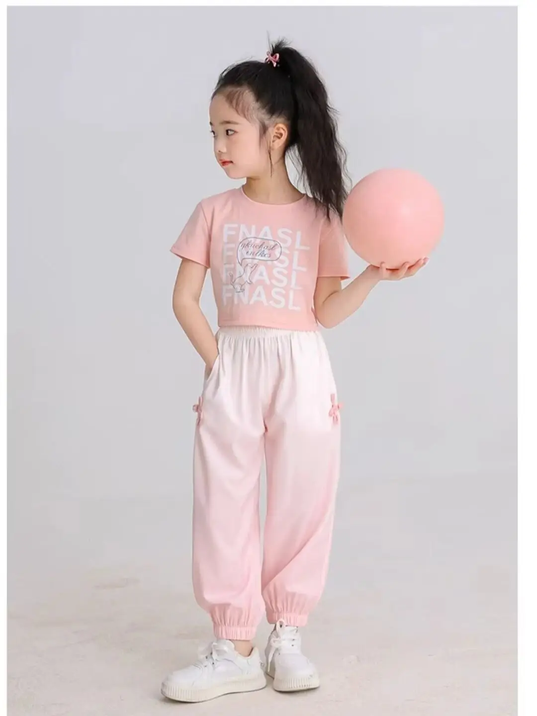 Children Sweet Gradient Color Harem Long Pants Girls Casual Breathable Loose Trousers All-match Pants for Teenager 120-170cm