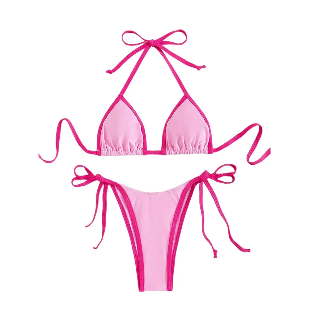 2Pcs/Set Fashion Summer Beach Bikini Triangle Casual Bikini Set Brazilian Bathing Suit Women Swimsuit Vacation