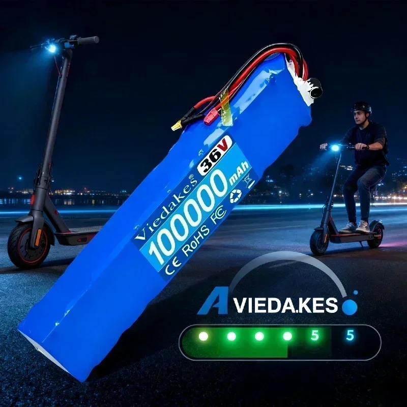 بطارية ليثيوم 100% 10S3P 36 فولت 100 أمبير 🏆 حزمة بطارية ليثيوم 18650 مناسبة لبطارية سكوتر كهربائي Xiaomi M365 + شاحن 42 فولت #5