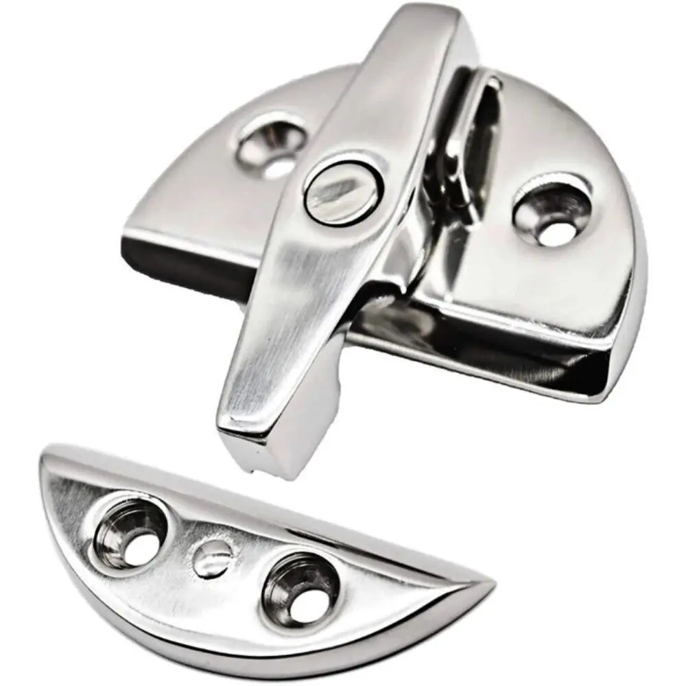 316 Stainless Steel Marine Cabinet Lock 180 Degree Rotation Stainless Steel Construction Round Catch Lock Round Shape