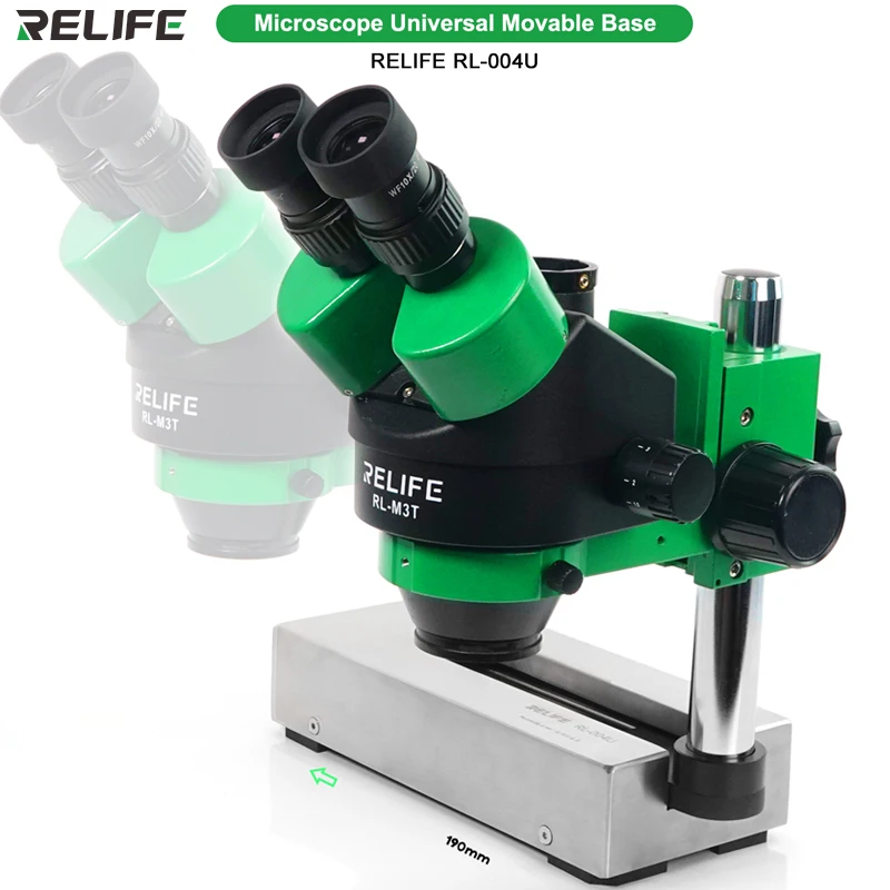 RELIFE RL-004U Universal movable microscope base Stand Support Microscope Holder Desktop Base Adjustable Professional for repair