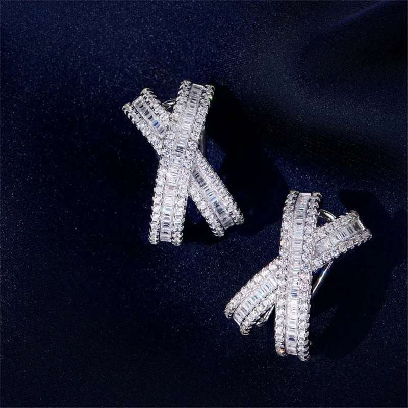 Attraverso 14 orecchini a bottone con diamanti da laboratorio in oro orecchini da sposa di fidanzamento in vero argento sterling 925 per gioielli da