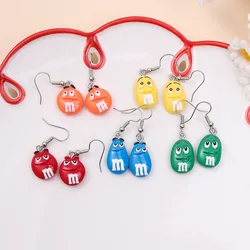 Hiphop M letter Bean Bead Small Smile Face Earrings For Women Ellipse Resin Ear Stud Fashion Accessories Dropshipping