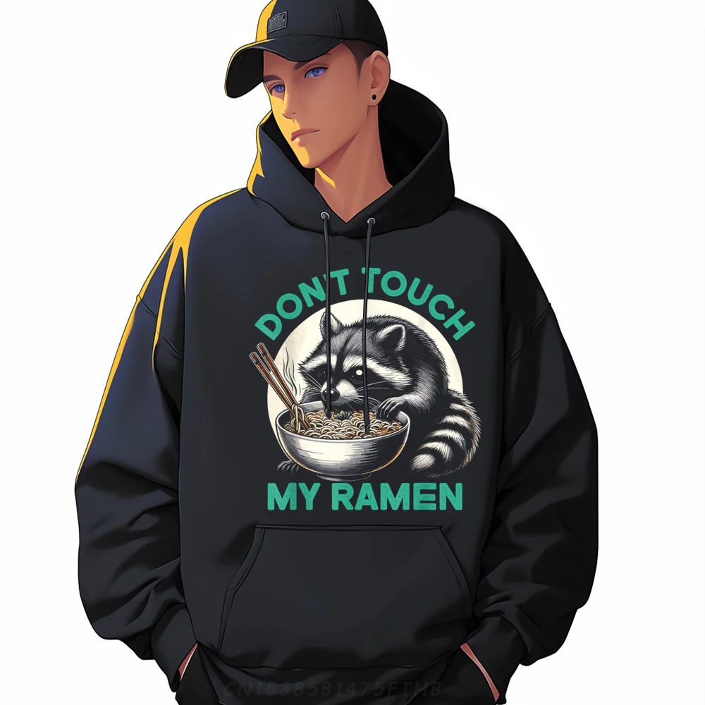 Funny Japanese Noodle Ramen Racoon Vintage Hoodies Men Clothes Man Sweatshirts Men Christmas Sweater Long Sleeve