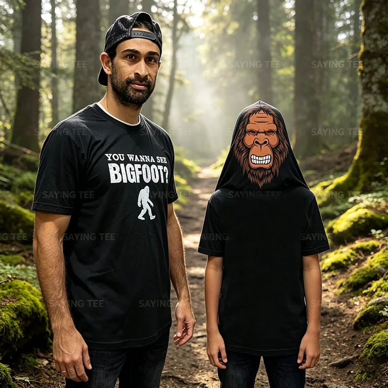 Willst du Bigfoot sehen? Lustiges Flip-Shirt Sasquatch T-Shirt - Bigfoot Shirt - Y2k Humor Neuheitengeschenk für Männer Weiches Baumwoll-T-Shirt – Detail 4