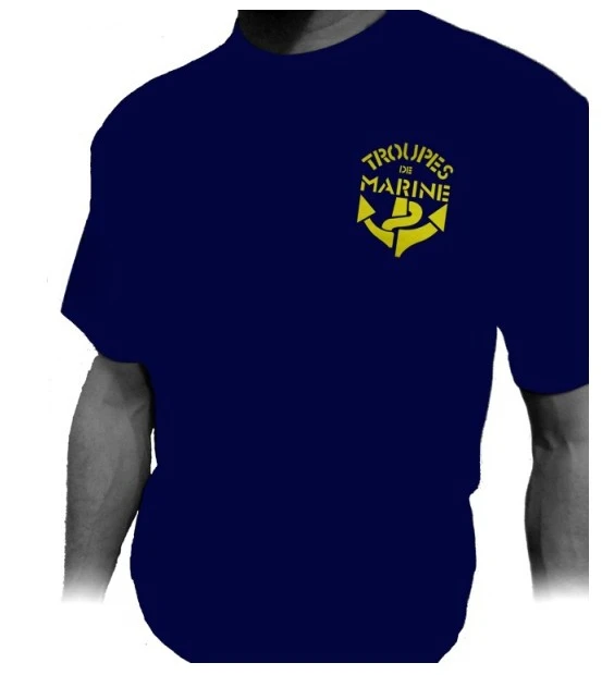 

Troupes De Marine French Military T-Shirt Short Sleeve Casual 100% Cotton Shirts