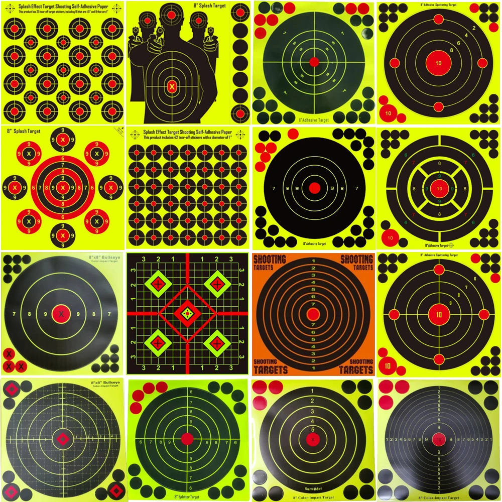 8*8 inches, Multiple Styles Available, 10 Pcs/Pack, Hunting and Shooting Practice Splatter Color-Changing Target Stickers