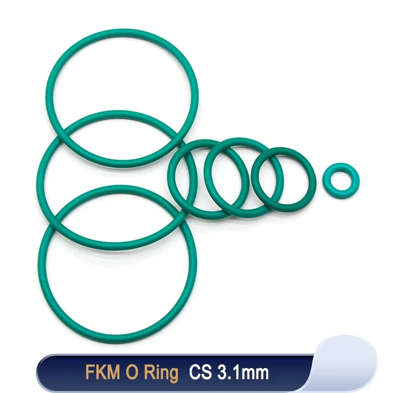 

10/50pcs FKM O Ring Sealing Gasket CS 3.1mm OD 10~70mm Oil Resistant High Temperature Resistance Fluorine Rubber O Rings