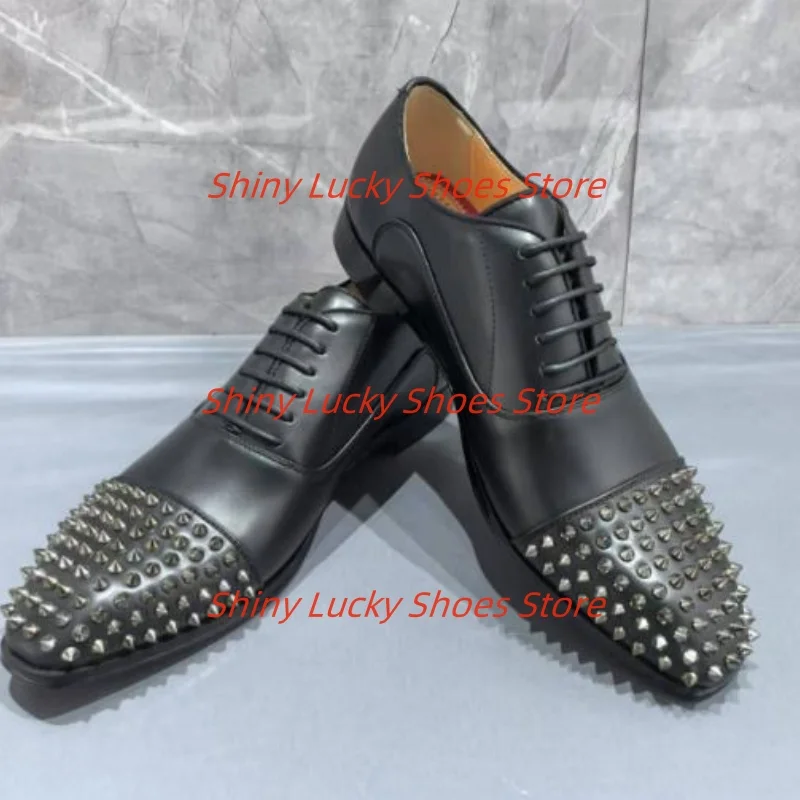 

Rivets Shoes for Male Square Toe Low Heels Crossover Strap Men Shallow Loafers Sewing Lines Chassure Hommes Solid Zapatos Hombre