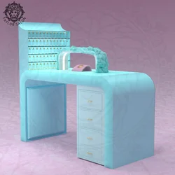 New design manicure table with dust collector nail table with drawer with chair set