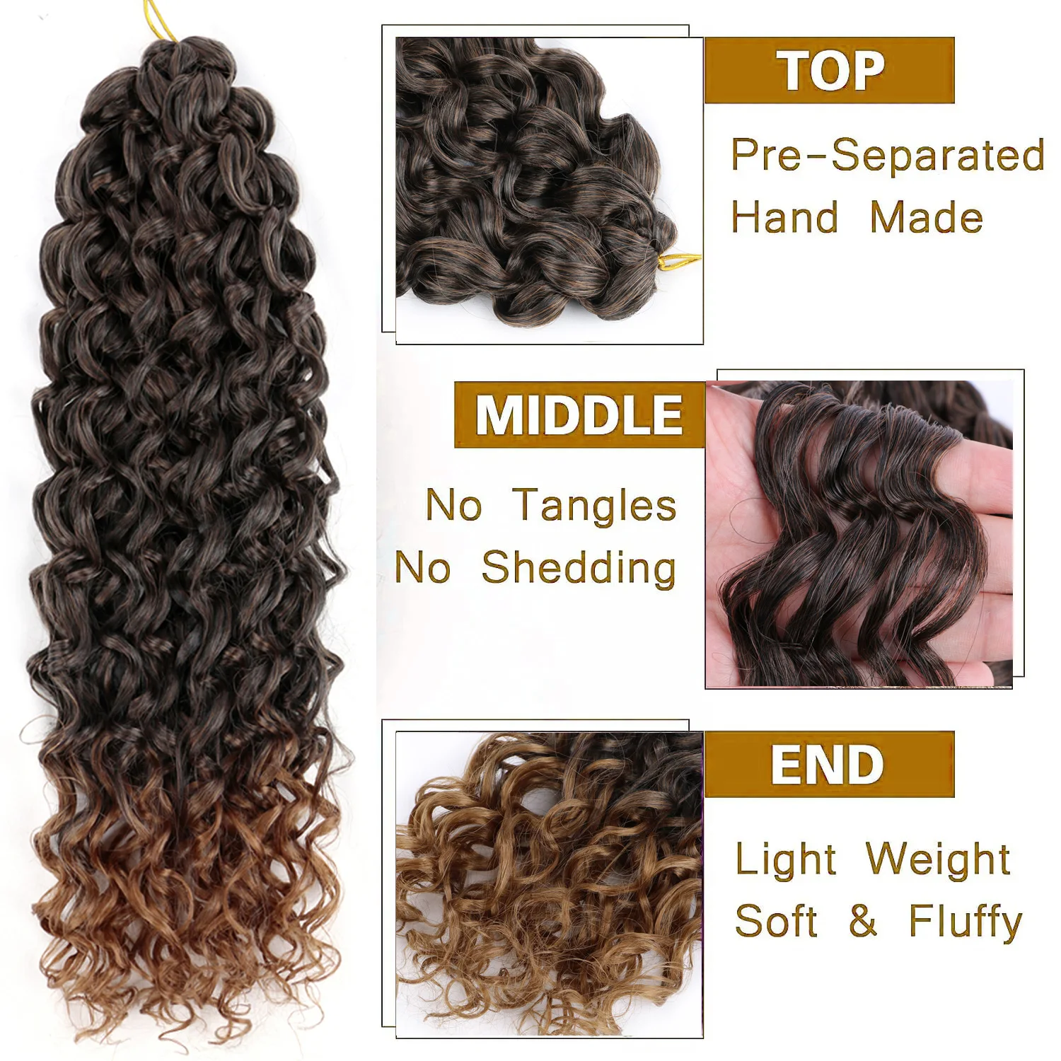 8 عبوات من شعر كروشيه مجعد GoGo حليقة شعر كروشيه للنساء موجة عميقة تجديل الشعر الاصطناعية البوهيمي جدائل كروشيه موجة المياه