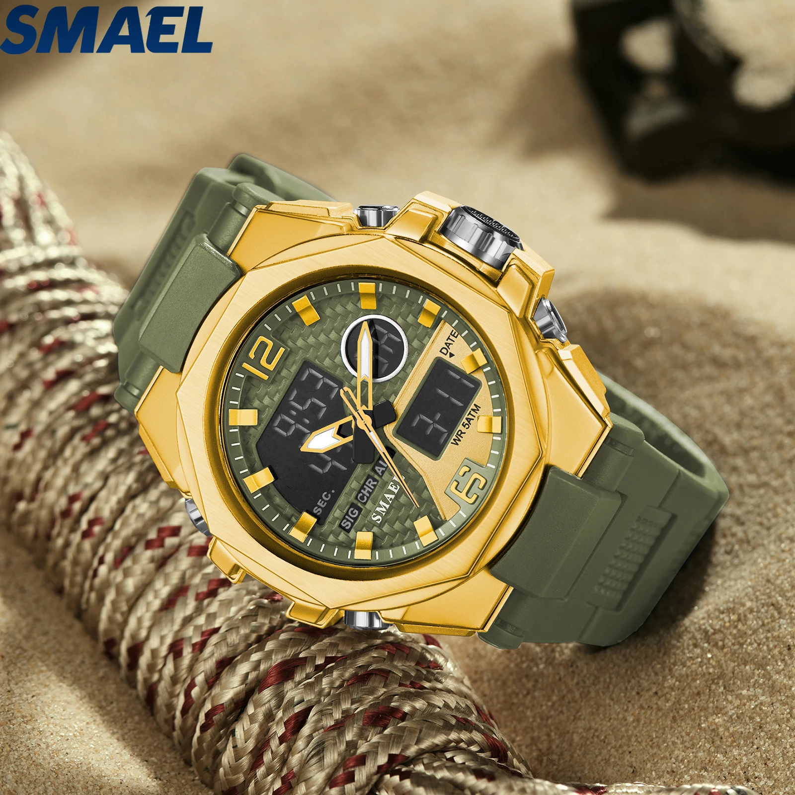 Sport Digital Watches LED for Men Stope Watches Dual Time  Display Men's Wristwatches  8103 Alarm Clock LED Sports Watch Digital