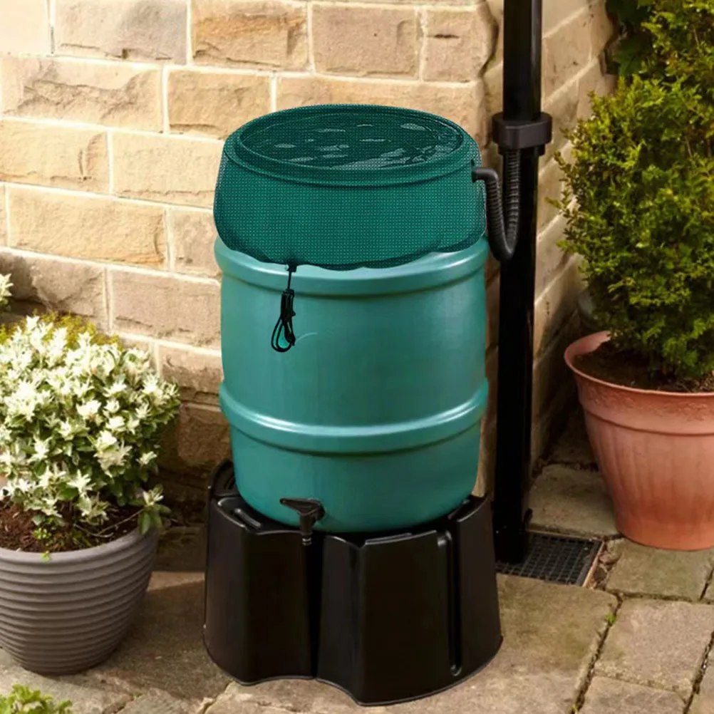 

2pcs Rain Bucket Net Cover Heavy Duty Polyester Outdoor Water Tank Protector With Drawstring For Garden Rainwater