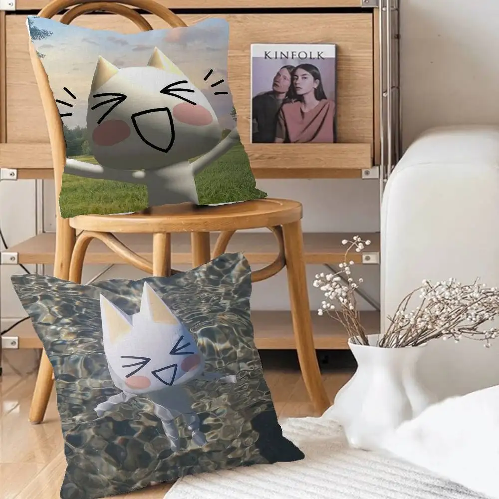 Kawaii Toro Inoue Cat Cushion Cover Inches Farmhouse Decor Home Throw Pillow Covers for Couch Decorations
