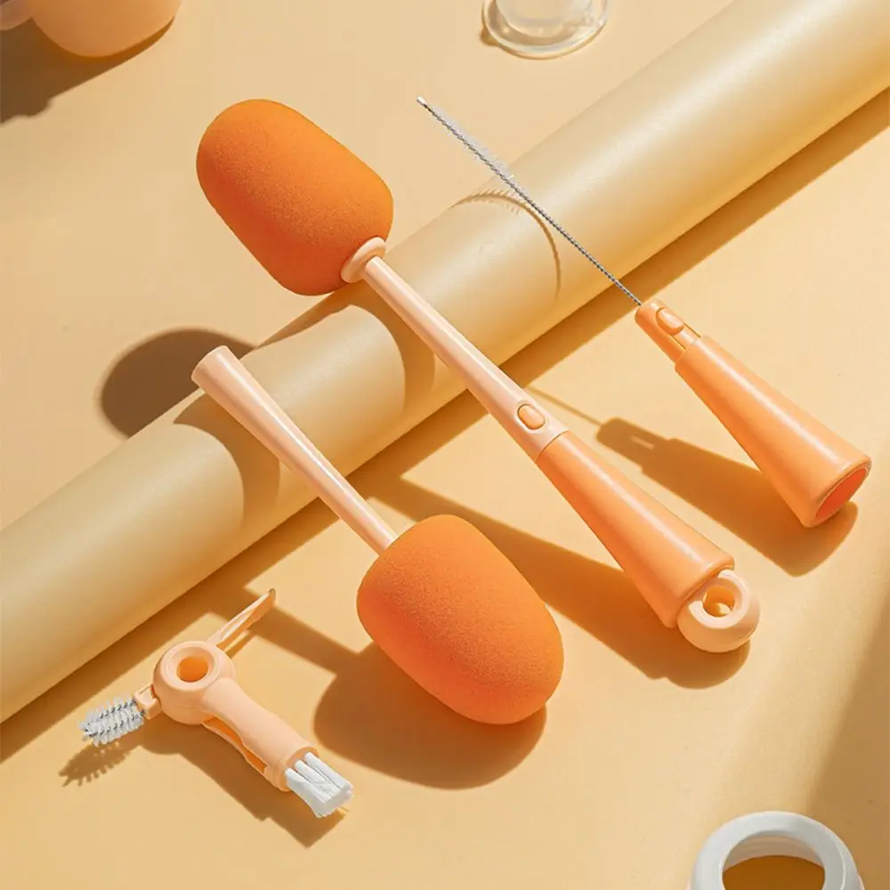 

Щетка для бутылочек с водой 5-в-1, мягкая щетина, щетка для бутылочек для кормления без BPA, 360° ° Набор щеток для чистки бутылок с силиконовой соломинкой