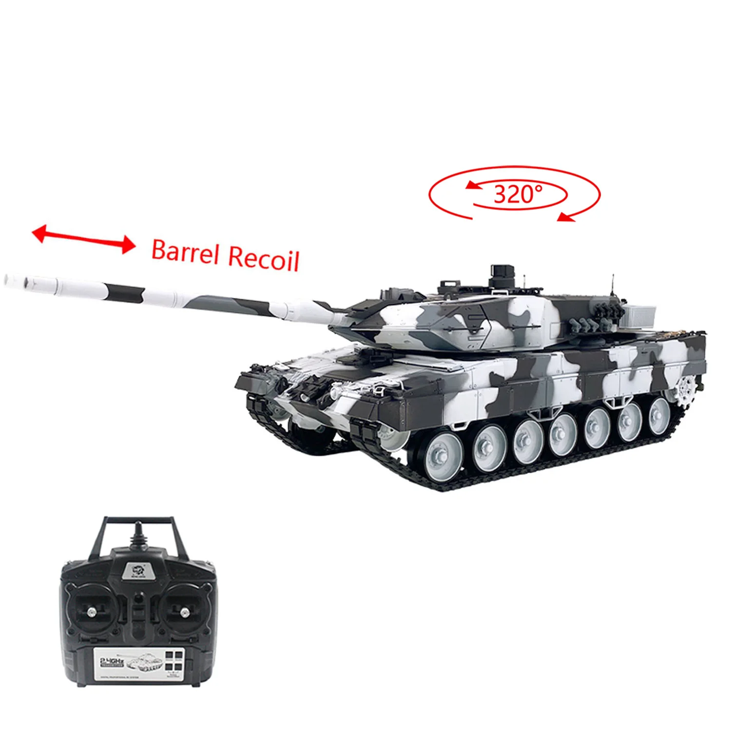 2,4 G Henglong 1/16 7,0 Leopard 2A6 RC Panzer 3889 Metallgetriebe Aufhängungsstangen BB IR Barrel Recoil Sound Rauchlicht Batterie