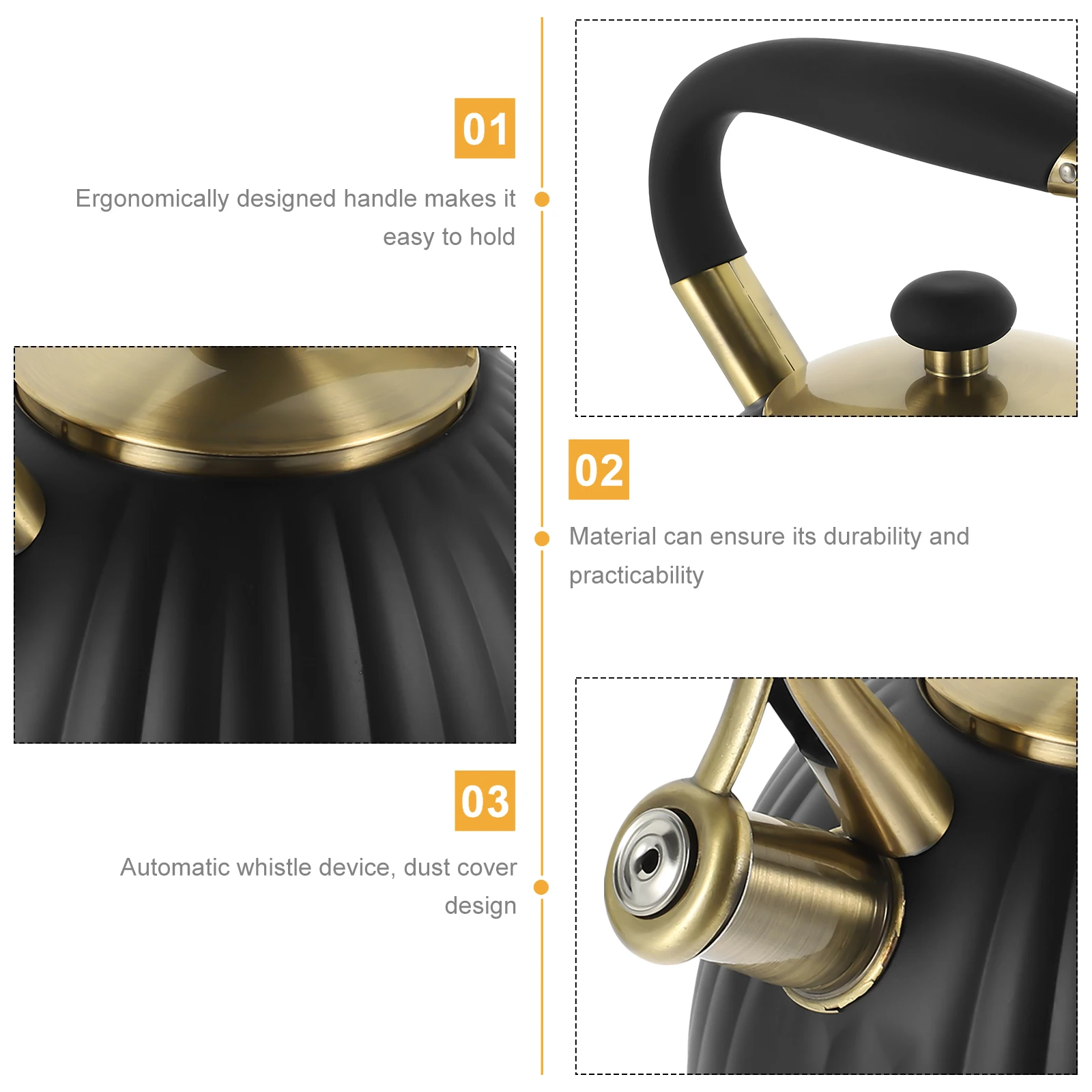 

1Pcs Large Capacity Sounding Kettle Easy to Use Practical Fast Boiling Perfect for Home Kitchen Black Water Kettle