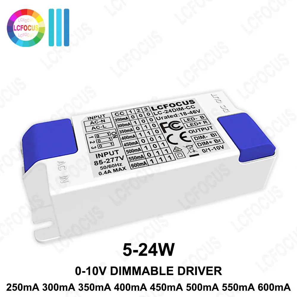 

5W 7W 9W 12W 15W 18W 20W 24W 0-10V Dimmable LED Driver 18-46V 250mA 300mA 350mA 450mA 500mA 550mA 600mA Lighting Transformers