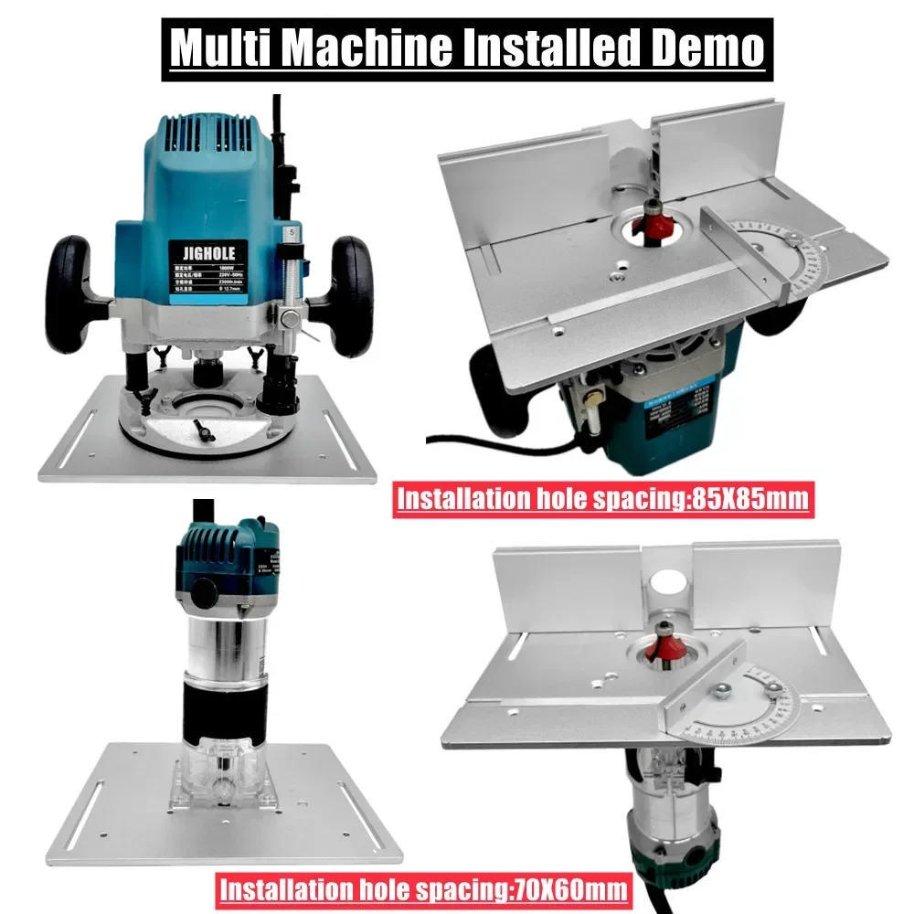 Aluminum Router Table Insert Plate W/ Miter Gauge for Woodworking Benches Table Saw Multifunctional Trimmer Engraving Machine