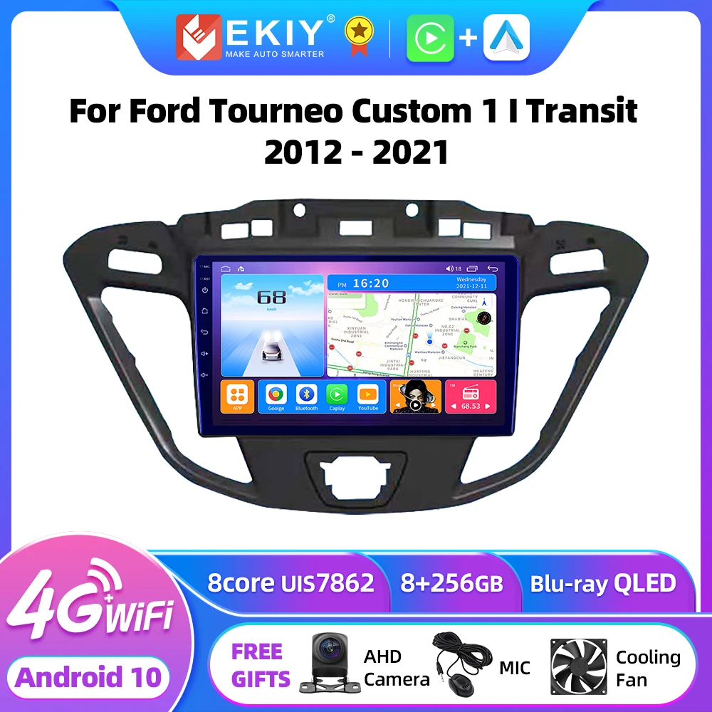 EKIY T7 Android 10 Radio For Ford Tourneo Custom 1 I Transit 2012 - 2021 Carplay Car Multimedia Video Player GPS Stereo No 2din