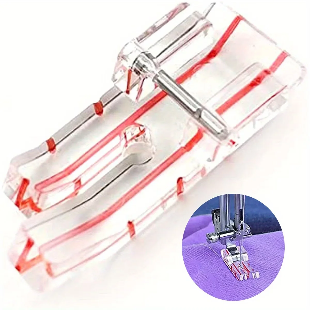 1 PC Transparent Parallel Stitch Guide Presser Foot for Low-Shank Sewing Machines