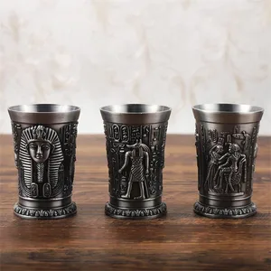 Ai Cập Retro Meto Metal Cup BRONZE 3D Cứu trợ tinh thần rượu vang nhỏ trong nước kích thước kích thước trong nước 12 Cúp rượu kim loại bán hàng chính - №10