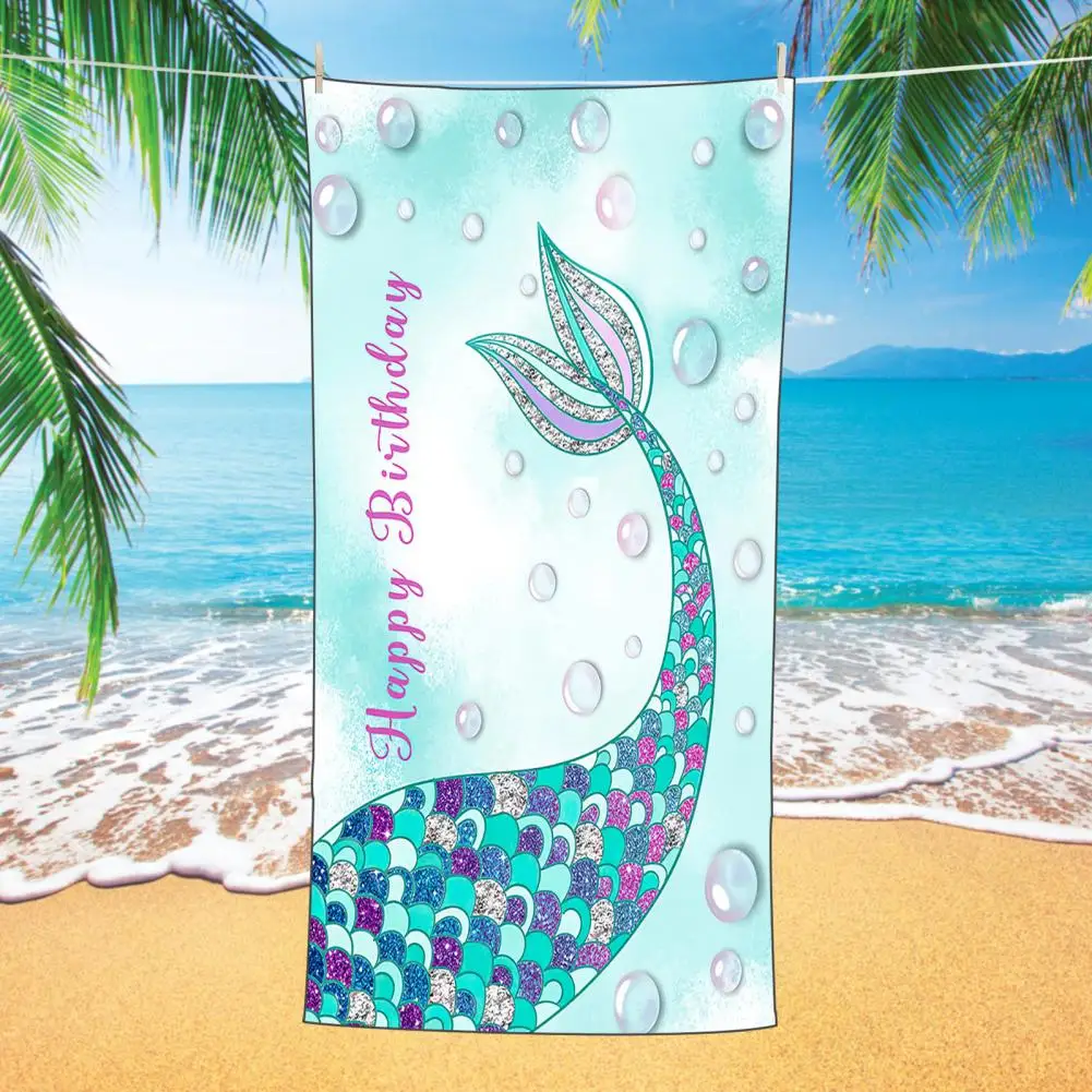 Convenient Bath Towel Beach Blanket Soft And Comfortable Mermaid Tail Scales Microfiber Beach Towel Strong Water Absorption